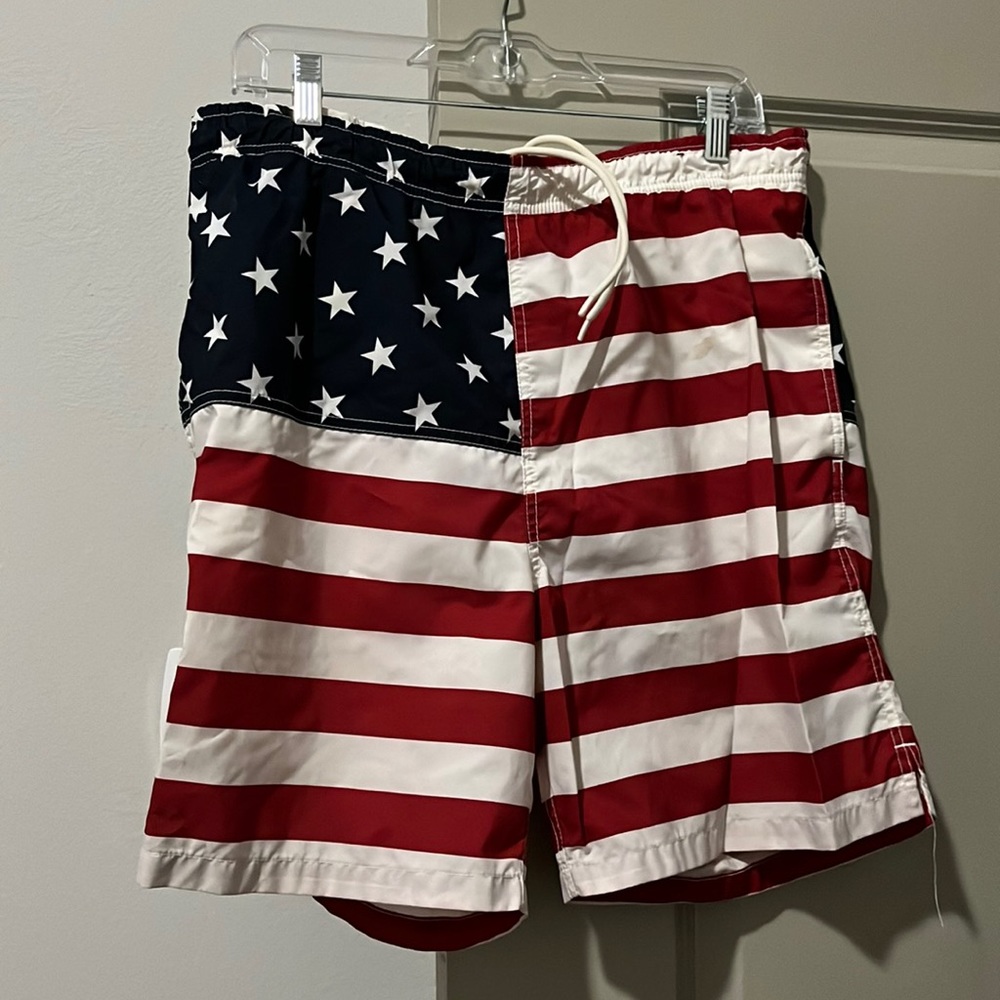 American flag swim trunks